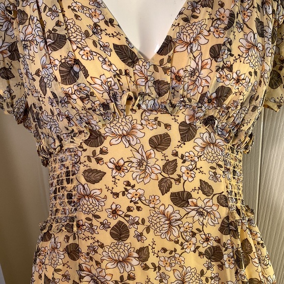 Max Studio Yellow Floral Dress Size Medium - Picture 8 of 10